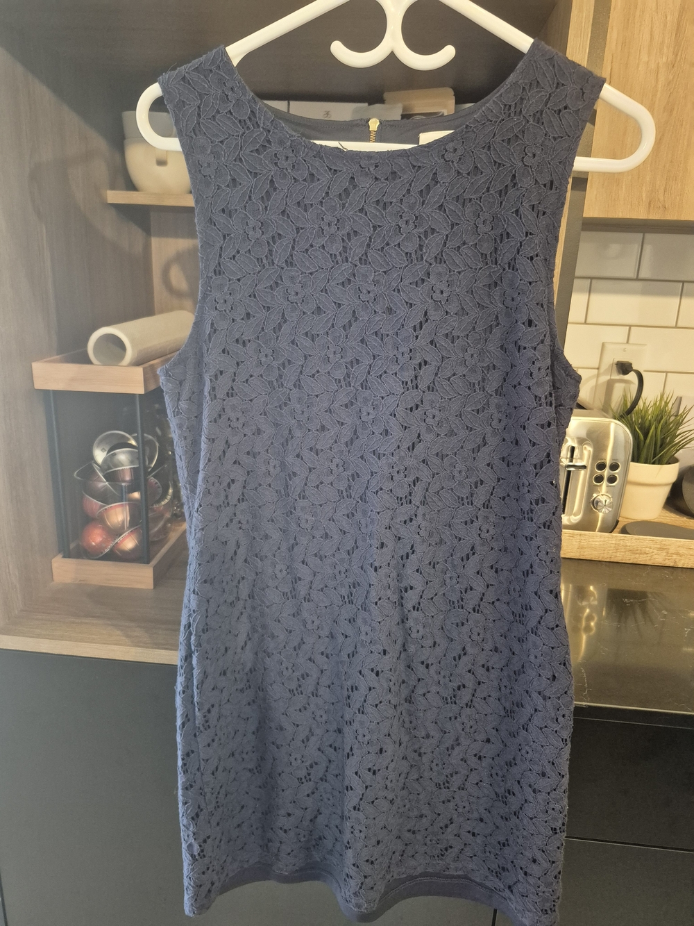 twik Navy Floral Lace Sleeveless Mini Dress
